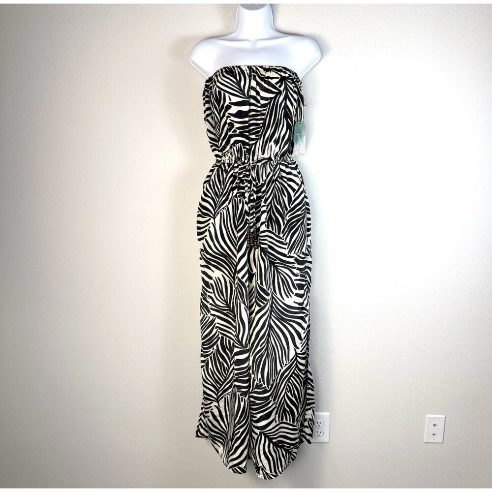Strapless Zebra Print Wide Leg Jumpsuit True Destination Resortwear Women’s SM
